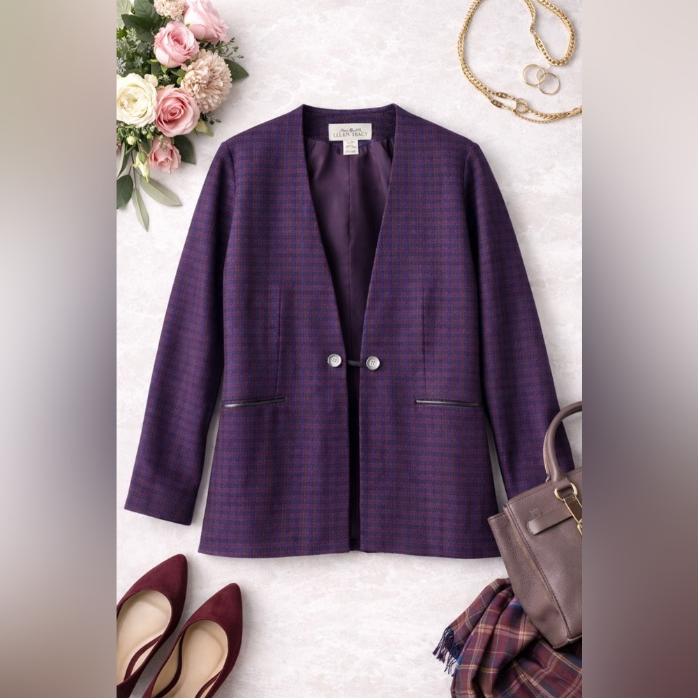 Linda Allard for Ellen Tracy Pure Wool Plaid Jacket – Vintage Size 6